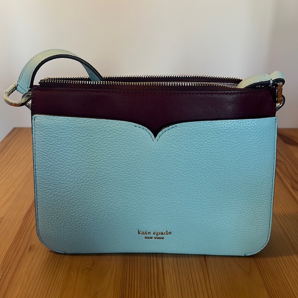 Kate spade seafoam green and burgundy crossbody